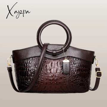 Jsvery High Quality Autumn / winter Women Luxury Handbags Women Bags Designer Crossbody Bags Female Crocodile Leather Handbag Ladies Shoulder Bag Tote Retro Handbag jsvery